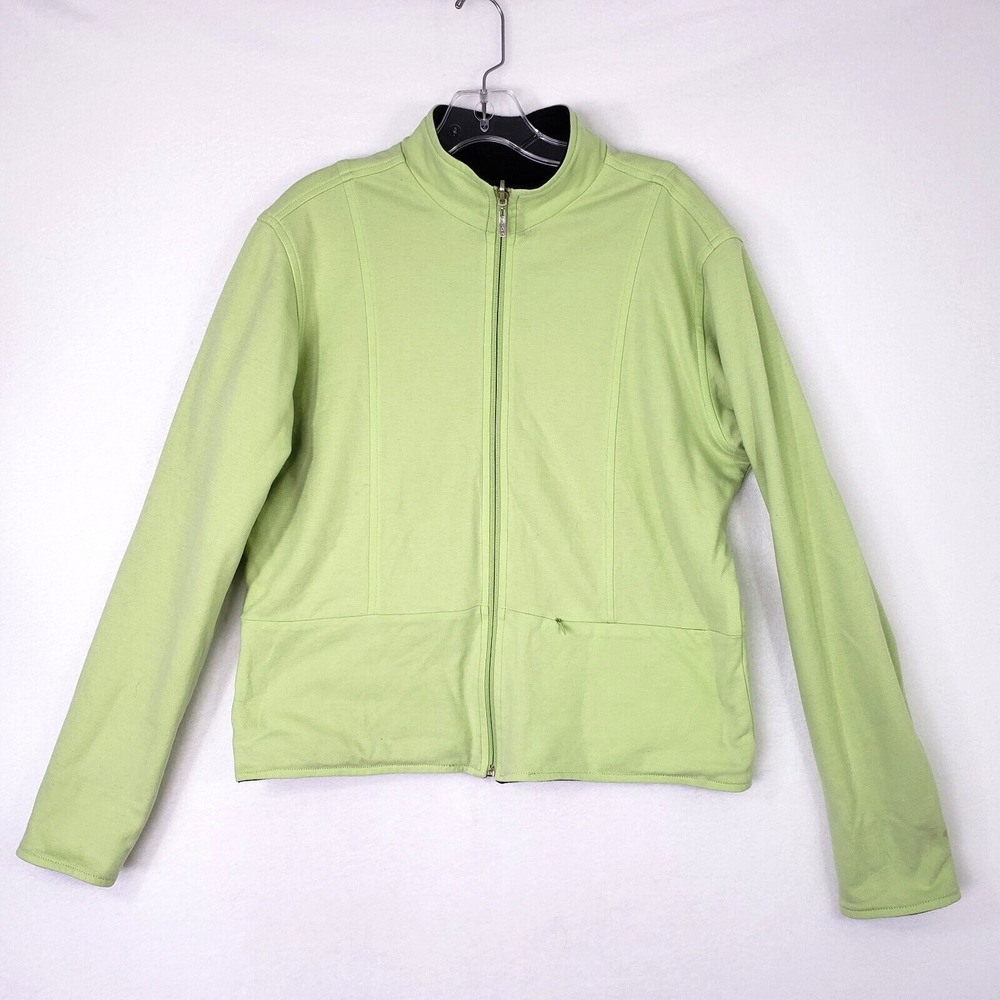 Tehama Nancy‎ Haley Womens Large Reversible Full Zip Jacket Black Green Classic